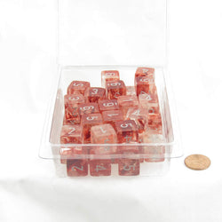 WCXPN0654E50 Red Nebula Luminary Dice Silver Numbers 16mm (5/8in) D6 Set of 50 (ONLINE ORDER ONLY)