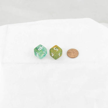 WCXPN0655E2 Spring Nebula Luminary Dice White Numbers 16mm (5/8in) D6 Set of 2 (ONLINE ORDER ONLY)