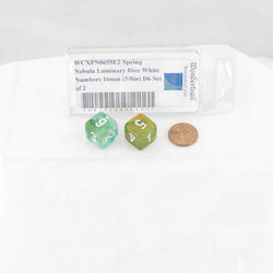 WCXPN0655E2 Spring Nebula Luminary Dice White Numbers 16mm (5/8in) D6 Set of 2 (ONLINE ORDER ONLY)