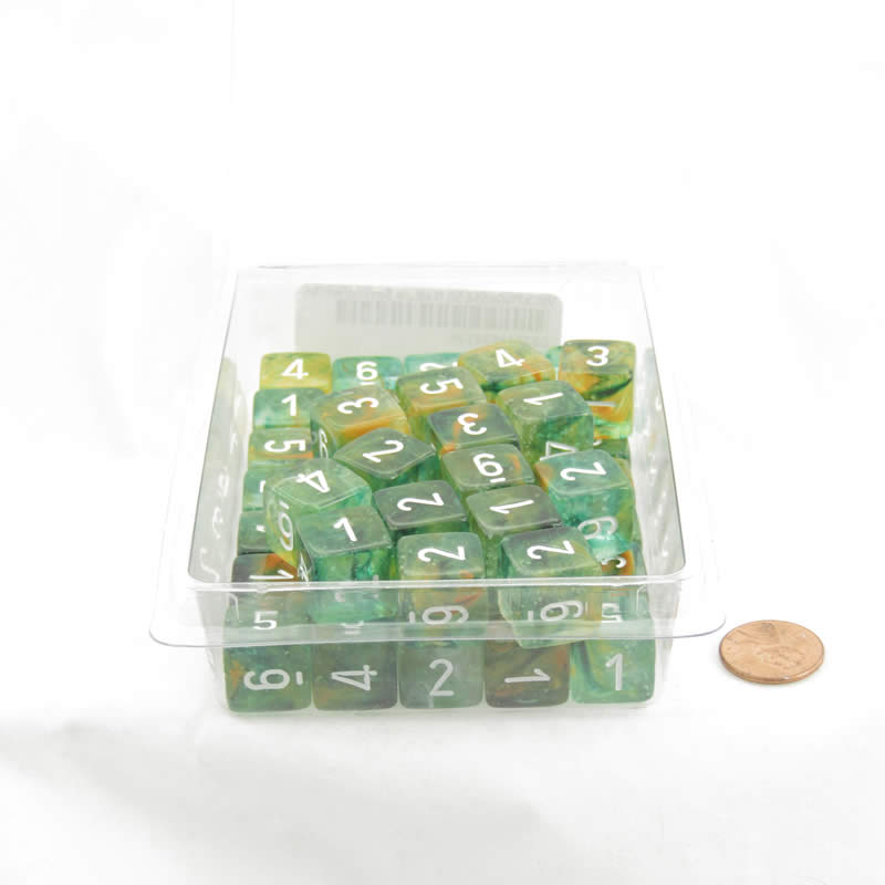 WCXPN0655E50 Spring Nebula Luminary Dice White Numbers 16mm (5/8in) D6 Set of 50 (ONLINE ORDER ONLY)