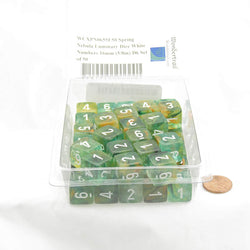 WCXPN0655E50 Spring Nebula Luminary Dice White Numbers 16mm (5/8in) D6 Set of 50 (ONLINE ORDER ONLY)