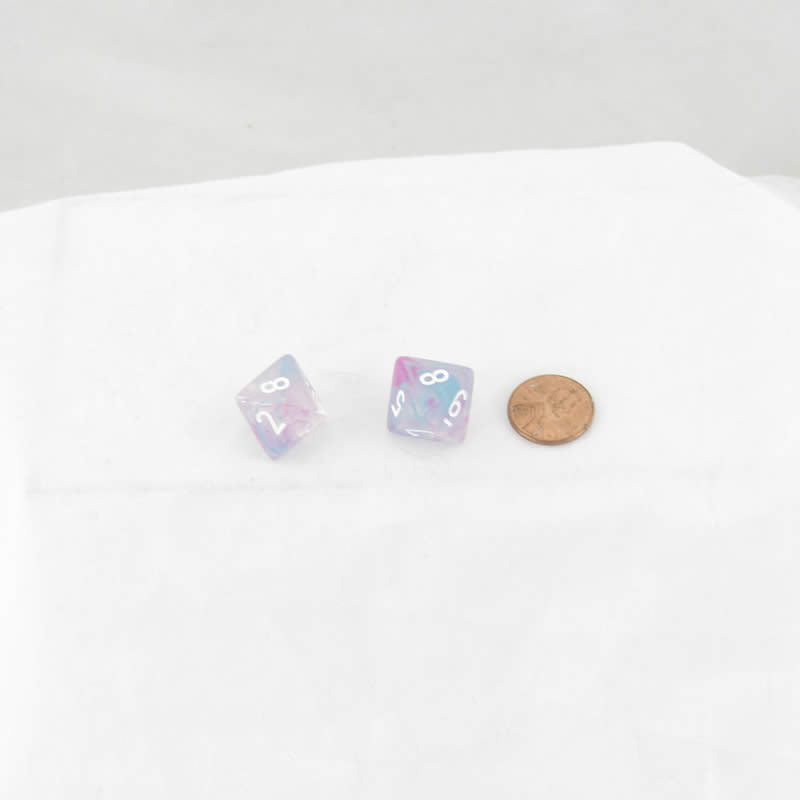 WCXPN0845E2 Wisteria Nebula Luminary Dice White Numbers 16mm (5/8in) D8 Set of 2 (ONLINE ORDER ONLY)