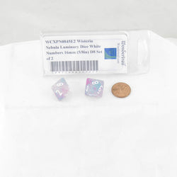 WCXPN0845E2 Wisteria Nebula Luminary Dice White Numbers 16mm (5/8in) D8 Set of 2 (ONLINE ORDER ONLY)