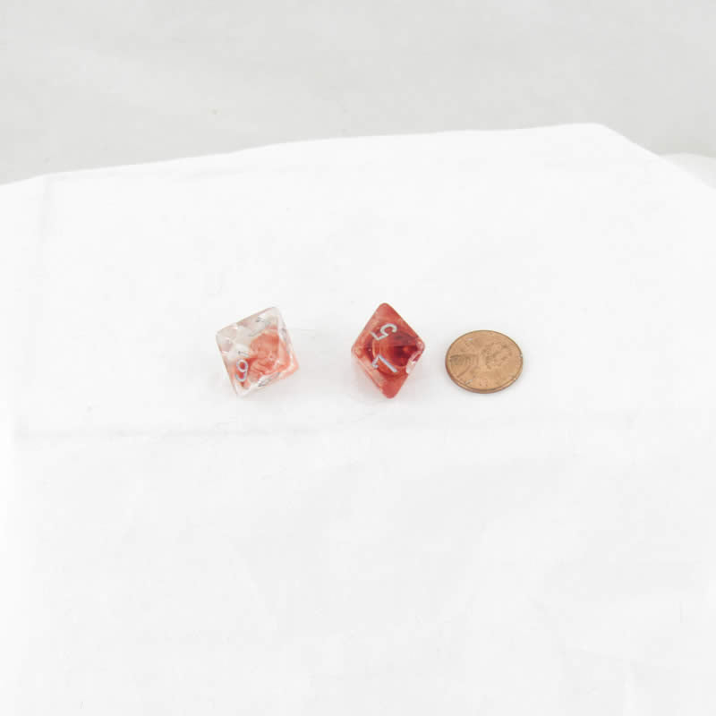 WCXPN0854E2 Red Nebula Luminary Dice Silver Numbers 16mm (5/8in) D8 Set of 2 (ONLINE ORDER ONLY)