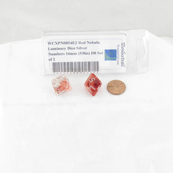WCXPN0854E2 Red Nebula Luminary Dice Silver Numbers 16mm (5/8in) D8 Set of 2 (ONLINE ORDER ONLY)