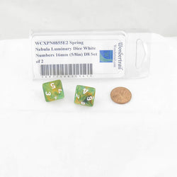 WCXPN0855E2 Spring Nebula Luminary Dice White Numbers 16mm (5/8in) D8 Set of 2 (ONLINE ORDER ONLY)