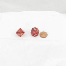WCXPN1054E2 Red Nebula Luminary Dice Silver Numbers 16mm (5/8in) D10 Set of 2 (ONLINE ORDER ONLY)
