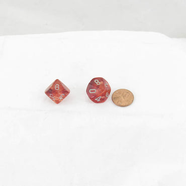 WCXPN1054E2 Red Nebula Luminary Dice Silver Numbers 16mm (5/8in) D10 Set of 2 (ONLINE ORDER ONLY)