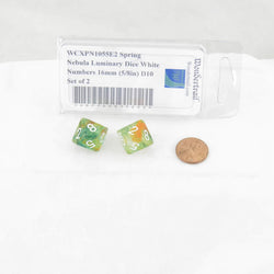 WCXPN1055E2 Spring Nebula Luminary Dice White Numbers 16mm (5/8in) D10 Set of 2 (ONLINE ORDER ONLY)