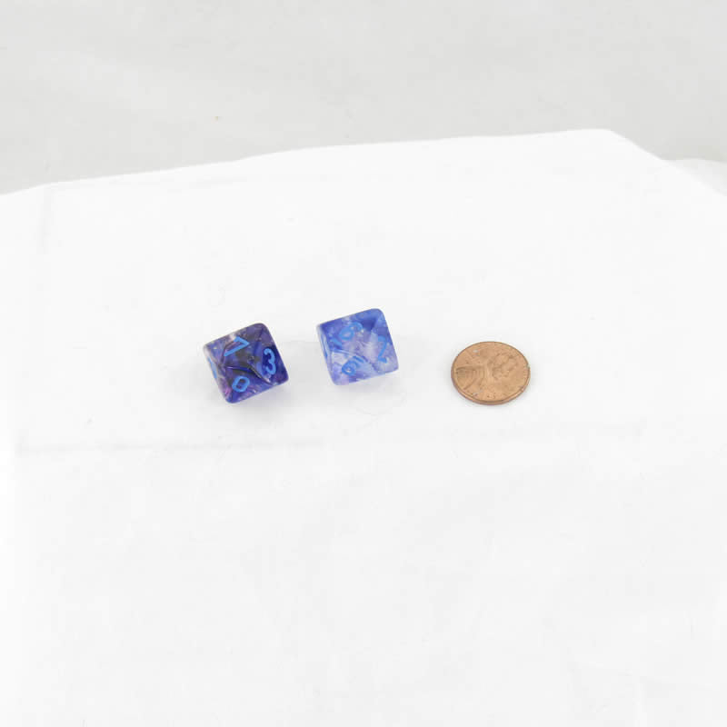 WCXPN1057E2 Nocturnal Nebula Luminary Dice Blue Numbers 16mm (5/8in) D10 Set of 2 (ONLINE ORDER ONLY)