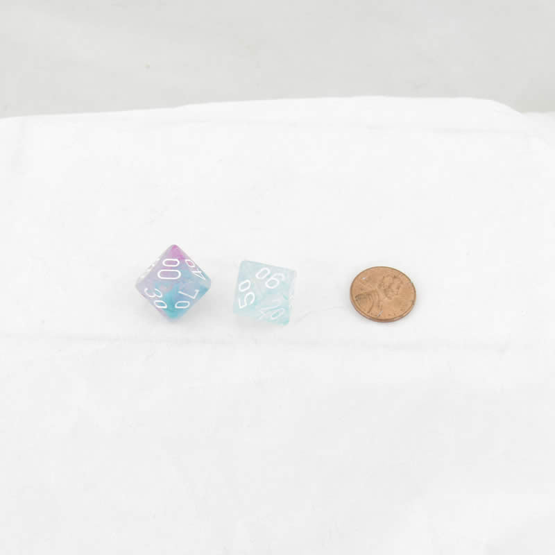WCXPN1145E2 Wisteria Nebula Luminary Dice White Numbers 16mm (5/8in) Tens D10 Set of 2 (ONLINE ORDER ONLY)