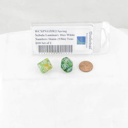 WCXPN1155E2 Spring Nebula Luminary Dice White Numbers 16mm (5/8in) Tens D10 Set of 2 (ONLINE ORDER ONLY)