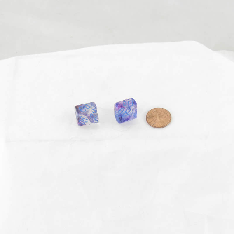 WCXPN1157E2 Nocturnal Nebula Luminary Dice Blue Numbers 16mm (5/8in) Tens D10 Set of 2 (ONLINE ORDER ONLY)