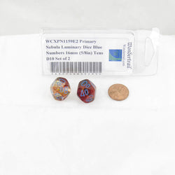 WCXPN1159E2 Primary Nebula Luminary Dice Blue Numbers 16mm (5/8in) Tens D10 Set of 2 (ONLINE ORDER ONLY)