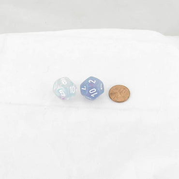 WCXPN1245E2 Wisteria Nebula Luminary Dice White Numbers 16mm (5/8in) D12 Set of 2 (ONLINE ORDER ONLY)