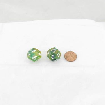 WCXPN1255E2 Spring Nebula Luminary Dice White Numbers 16mm (5/8in) D12 Set of 2 (ONLINE ORDER ONLY)