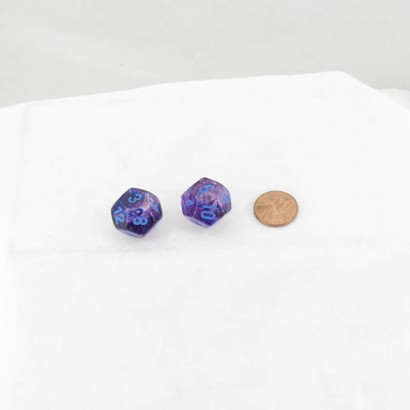 WCXPN1257E2 Nocturnal Nebula Luminary Dice Blue Numbers 16mm (5/8in) D12 Set of 2 (ONLINE ORDER ONLY)