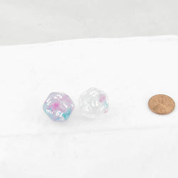 WCXPN2045E2 Wisteria Nebula Luminary Dice White Numbers 16mm (5/8in) D20 Set of 2 (ONLINE ORDER ONLY)