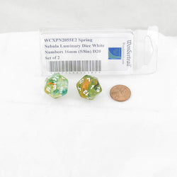 WCXPN2055E2 Spring Nebula Luminary Dice White Numbers 16mm (5/8in) D20 Set of 2 (ONLINE ORDER ONLY)