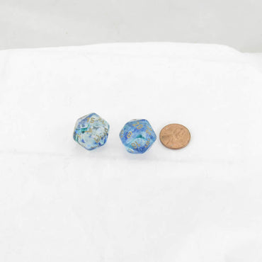 WCXPN2056E2 Oceanic Nebula Luminary Dice Gold Numbers 16mm (5/8in) D20 Set of 2 (ONLINE ORDER ONLY)