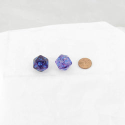 WCXPN2057E2 Nocturnal Nebula Luminary Dice Blue Numbers 16mm (5/8in) D20 Set of 2 (ONLINE ORDER ONLY)