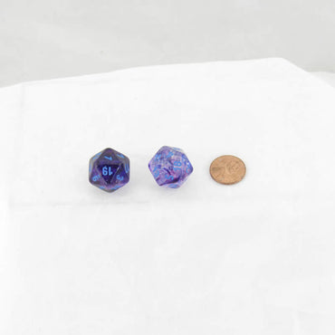 WCXPN2057E2 Nocturnal Nebula Luminary Dice Blue Numbers 16mm (5/8in) D20 Set of 2 (ONLINE ORDER ONLY)