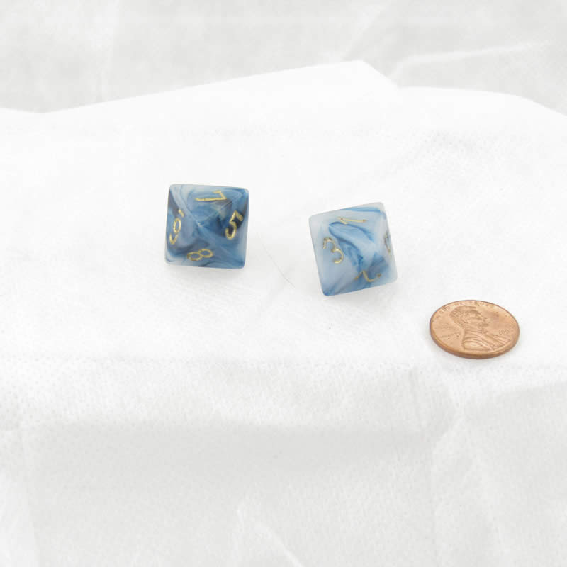 WCXPP0889E2 Teal Phantom Dice Gold Numbers D8 16mm Pack of 2 (ONLINE ORDER ONLY)