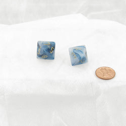 WCXPP0889E2 Teal Phantom Dice Gold Numbers D8 16mm Pack of 2 (ONLINE ORDER ONLY)