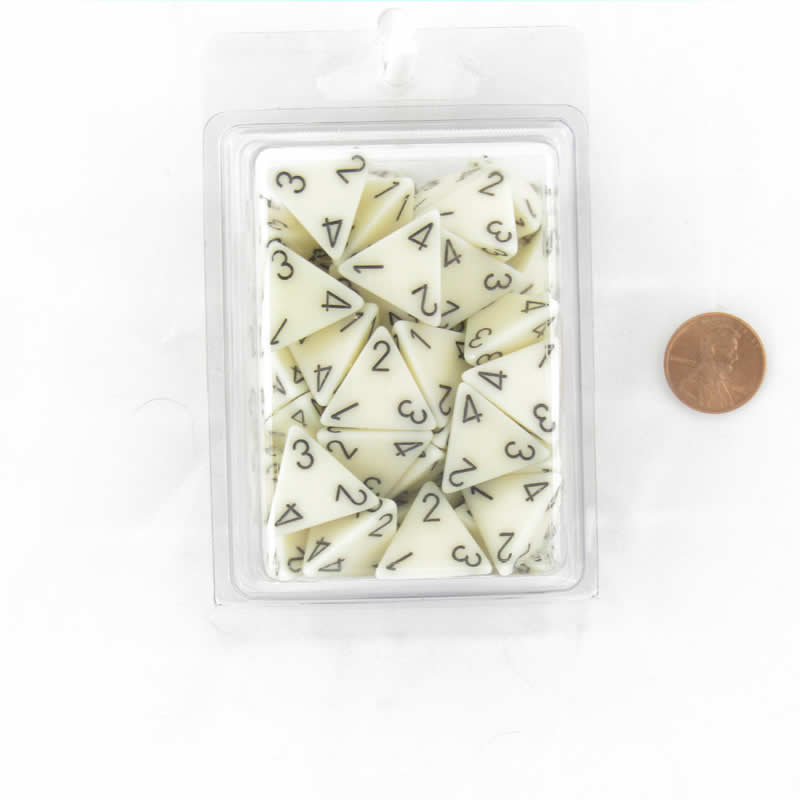 WCXPQ0400E50 Ivory Opaque Dice Black Numbers D4 16mm (5/8in) Pack of 50 (ONLINE ORDER ONLY)