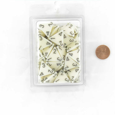 WCXPQ0400E50 Ivory Opaque Dice Black Numbers D4 16mm (5/8in) Pack of 50 (ONLINE ORDER ONLY)