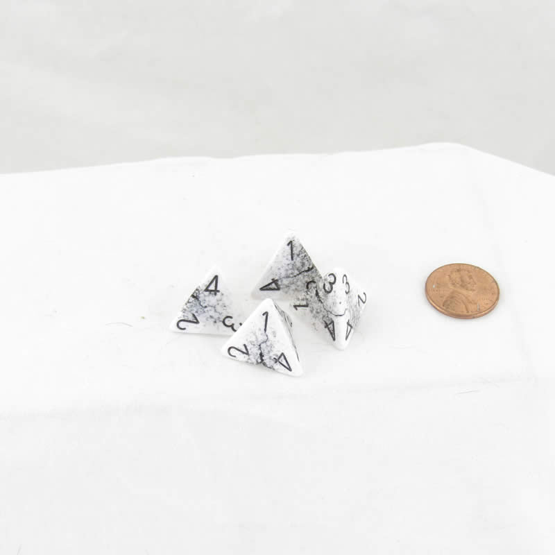 WCXPQ0401CE4 White Cracked Opaque Dice Black Numbers D4 16mm Pack of 4 (ONLINE ORDER ONLY)