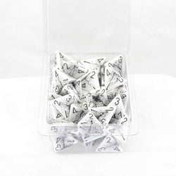 WCXPQ0401CE50 White Cracked Opaque Dice Black Numbers D4 16mm Pack of 50 (ONLINE ORDER ONLY)