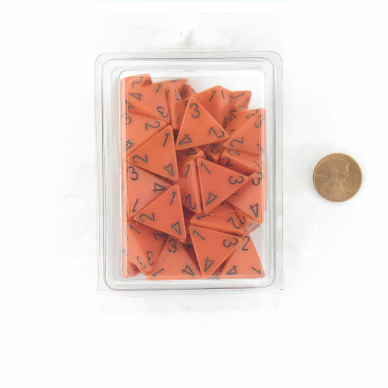 WCXPQ0403E50 Orange Opaque Dice Black Numbers D4 16mm (5/8in) Pack of 50 (ONLINE ORDER ONLY)