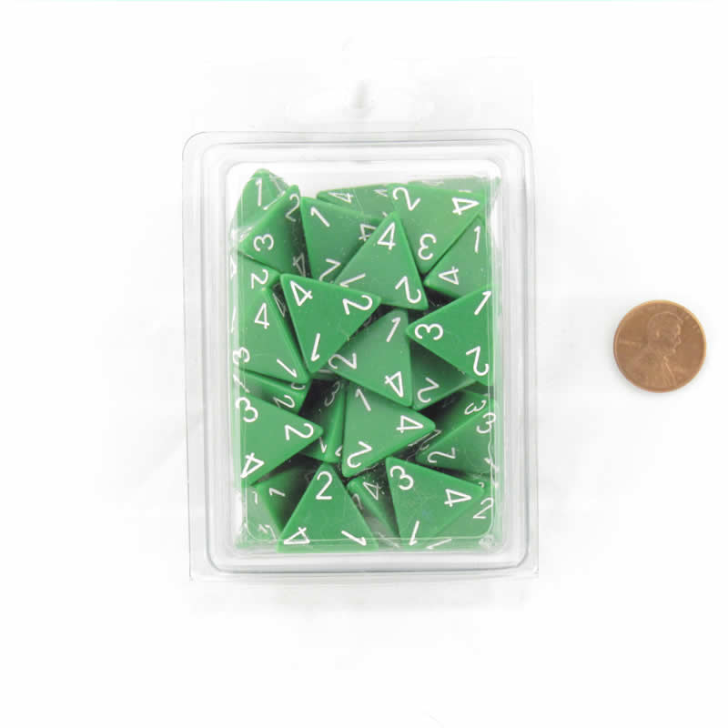WCXPQ0405E50 Green Opaque Dice White Numbers D4 16mm (5/8in) Pack of 50 (ONLINE ORDER ONLY)