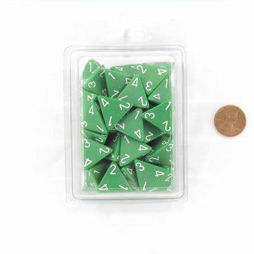 WCXPQ0405E50 Green Opaque Dice White Numbers D4 16mm (5/8in) Pack of 50 (ONLINE ORDER ONLY)