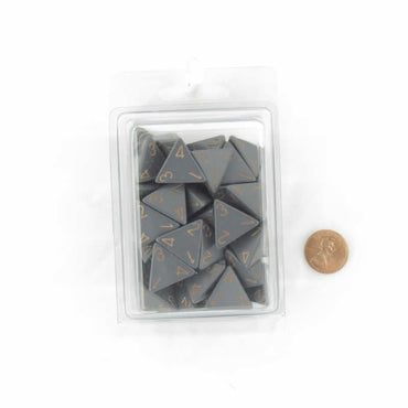WCXPQ0420E50 Dark Grey Opaque Dice Gold Numbers D4 16mm (5/8in) Pack of 50 (ONLINE ORDER ONLY)