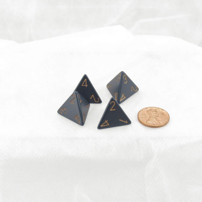 WCXPQ0426E4 Dusty Blue Opaque Dice Copper Numbers D4 16mm Pack of 4 (ONLINE ORDER ONLY)