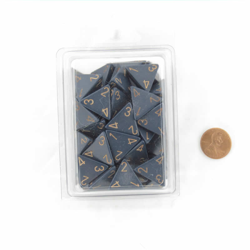 WCXPQ0426E50 Dusty Blue Opaque Dice Copper Numbers D4 16mm (5/8in) Pack of 50 (ONLINE ORDER ONLY)