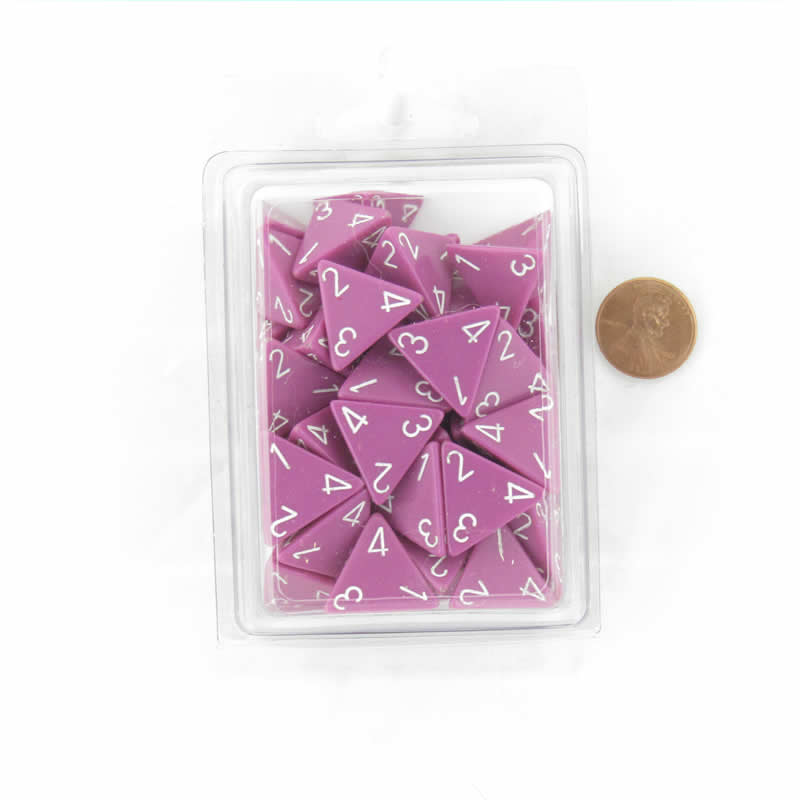 WCXPQ0427E50 Light Purple Opaque Dice White Numbers D4 16mm (5/8in) Pack of 50 (ONLINE ORDER ONLY)