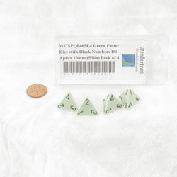 WCXPQ0465E4 Green Pastel Dice with Black Numbers D4 Aprox 16mm (5/8in) Pack of 4 (ONLINE ORDER ONLY)
