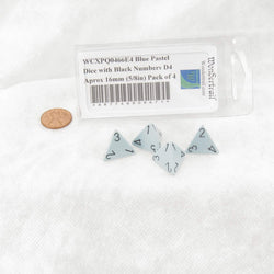 WCXPQ0466E4 Blue Pastel Dice with Black Numbers D4 Aprox 16mm (5/8in) Pack of 4 (ONLINE ORDER ONLY)