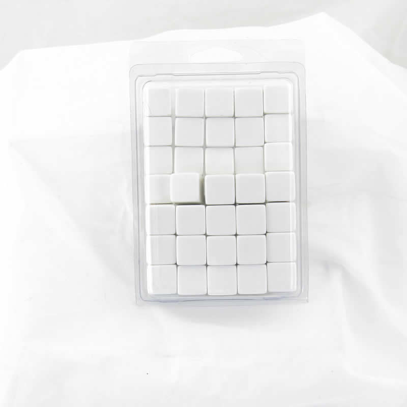 WCXPQ0601AE50 White Blank Opaque Dice D6 Aprox 16mm (5/8in) Pack of 50 (ONLINE ORDER ONLY)