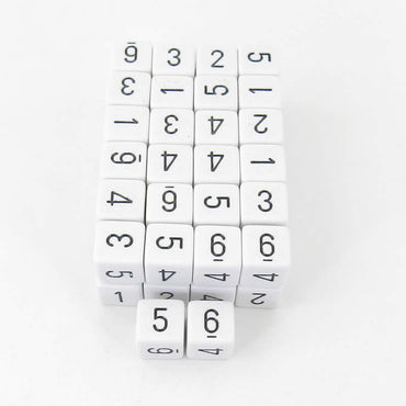 WCXPQ0601E50 White Opaque Dice Black Numbers D6 16mm Pack of 50 (ONLINE ORDER ONLY)