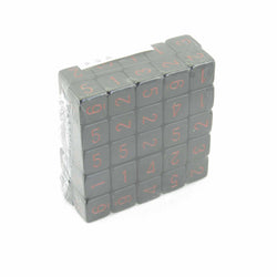 WCXPQ0618E50 Black Opaque Dice Red Numbers D6 16mm (5/8in) Pack of 50 (ONLINE ORDER ONLY)