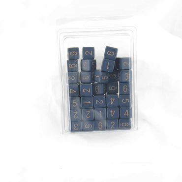 WCXPQ0626E50 Dusty Blue Opaque Dice Copper Numbers D6 16mm (5/8in) Pack of 50 (ONLINE ORDER ONLY)