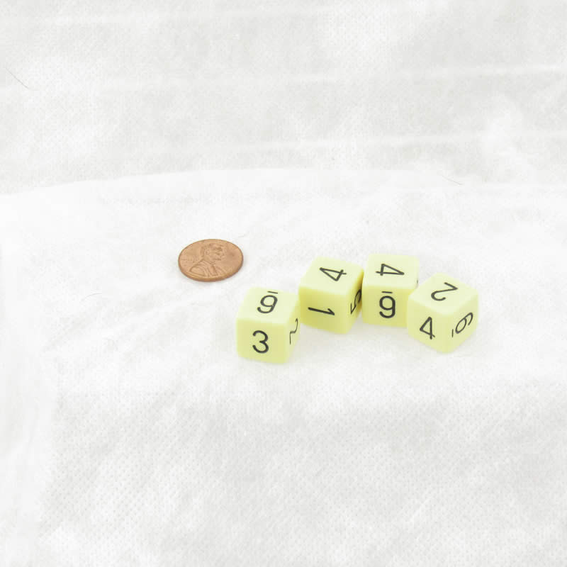 WCXPQ0662E4 Yellow Pastel Dice with Black Numbers D6 Aprox 16mm (5/8in) Pack of 4 (ONLINE ORDER ONLY)