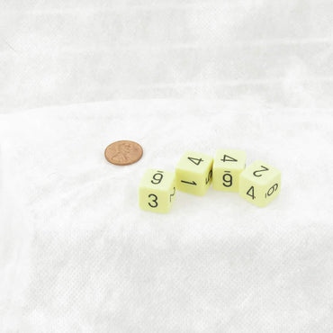 WCXPQ0662E4 Yellow Pastel Dice with Black Numbers D6 Aprox 16mm (5/8in) Pack of 4 (ONLINE ORDER ONLY)