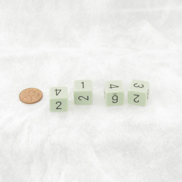 WCXPQ0665E4 Green Pastel Dice with Black Numbers D6 Aprox 16mm (5/8in) Pack of 4 (ONLINE ORDER ONLY)