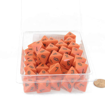 WCXPQ0803E50 Orange Opaque Dice Black Numbers D8 Aprox 16mm (5/8in) Pack of 50 (ONLINE ORDER ONLY)