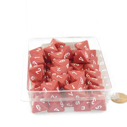 WCXPQ0804E50 Red Opaque Dice White Numbers D8 Aprox 16mm (5/8in) Pack of 50 (ONLINE ORDER ONLY)